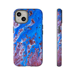 Bright Blue Ink Art iPhone Case (Protective) iPhone 14 Glossy Phone Case