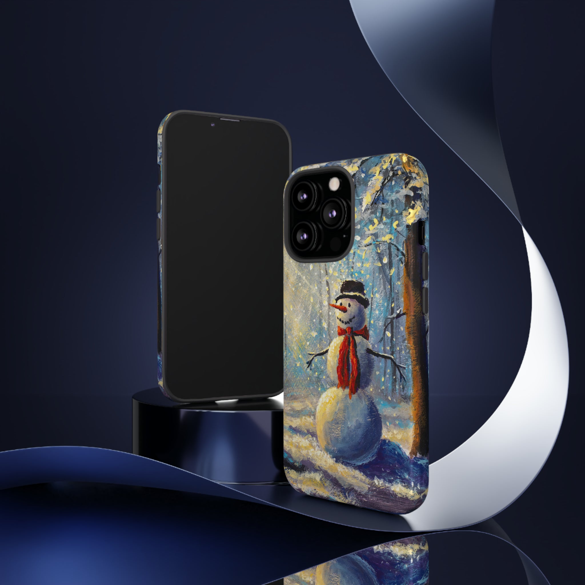 Oil painting - Happy Snowman - Protective Phone Case