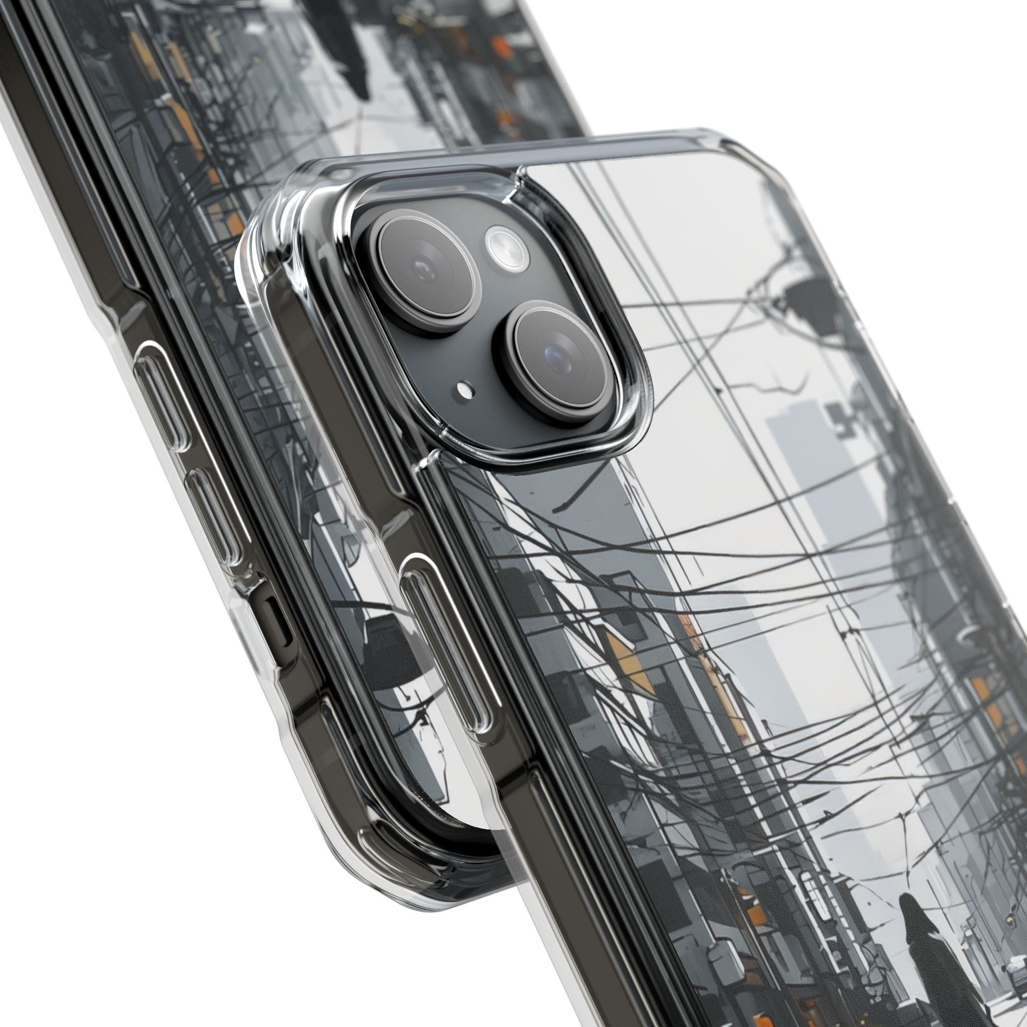 Urban Noir Streetscape iPhone 15 - Clear Impact Phone Case