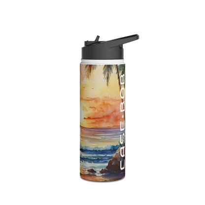 Golden Palm Sunset - Stainless Steel Water Bottle