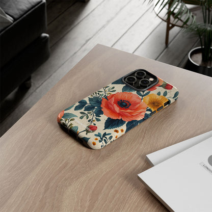 Vibrant Botanical Poppies - Tough iPhone 14 Phone Case