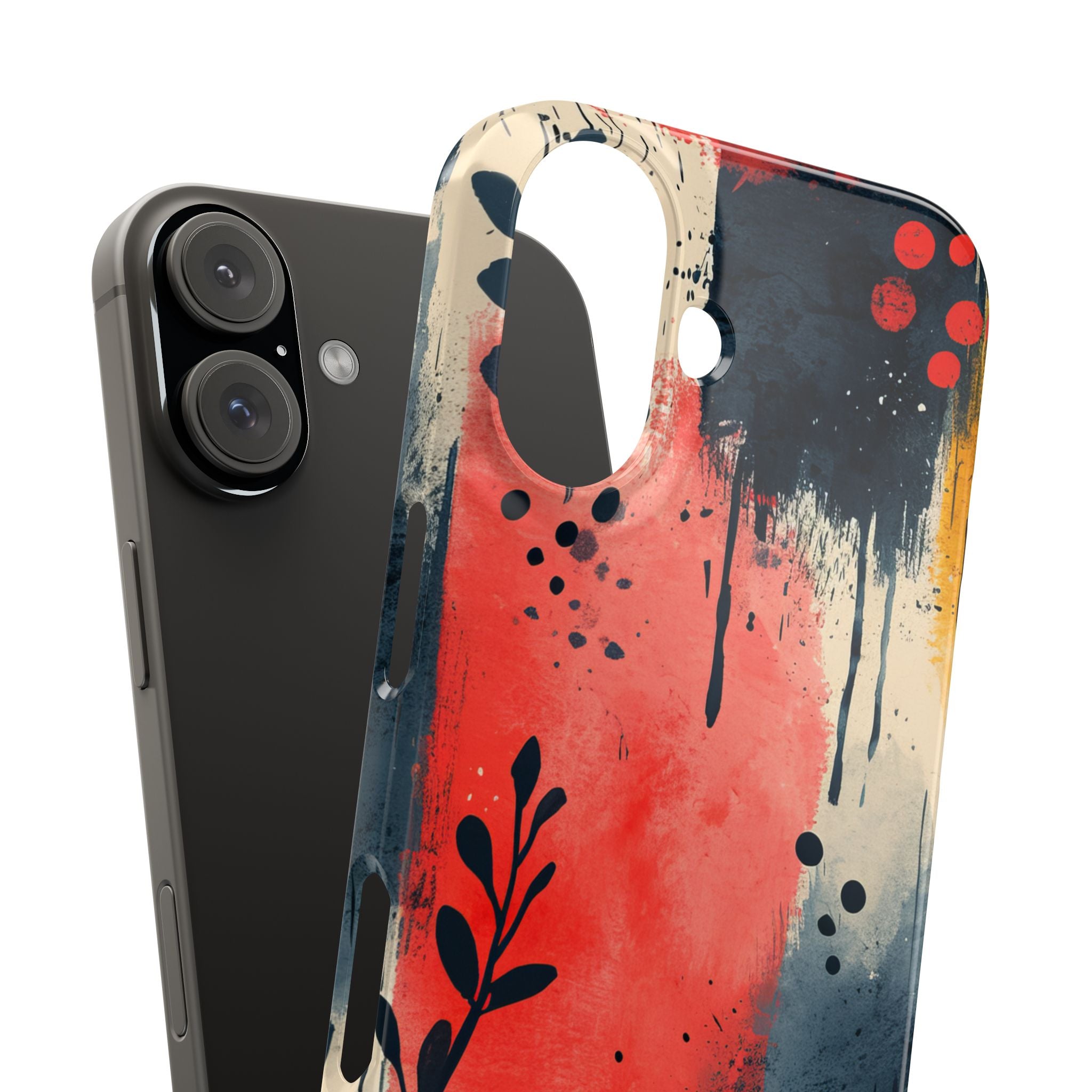 Red Blue Abstract Florals - Slim iPhone 16 Phone Case