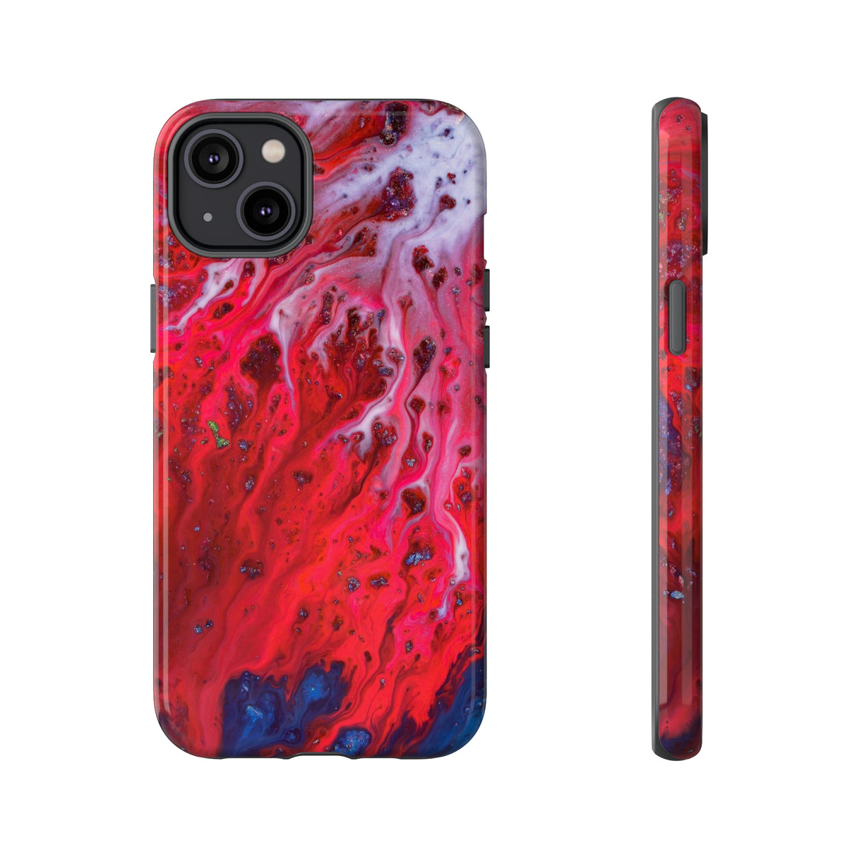 Bright Red Ink Art iPhone Case (Protective) iPhone 14 Plus Glossy Phone Case