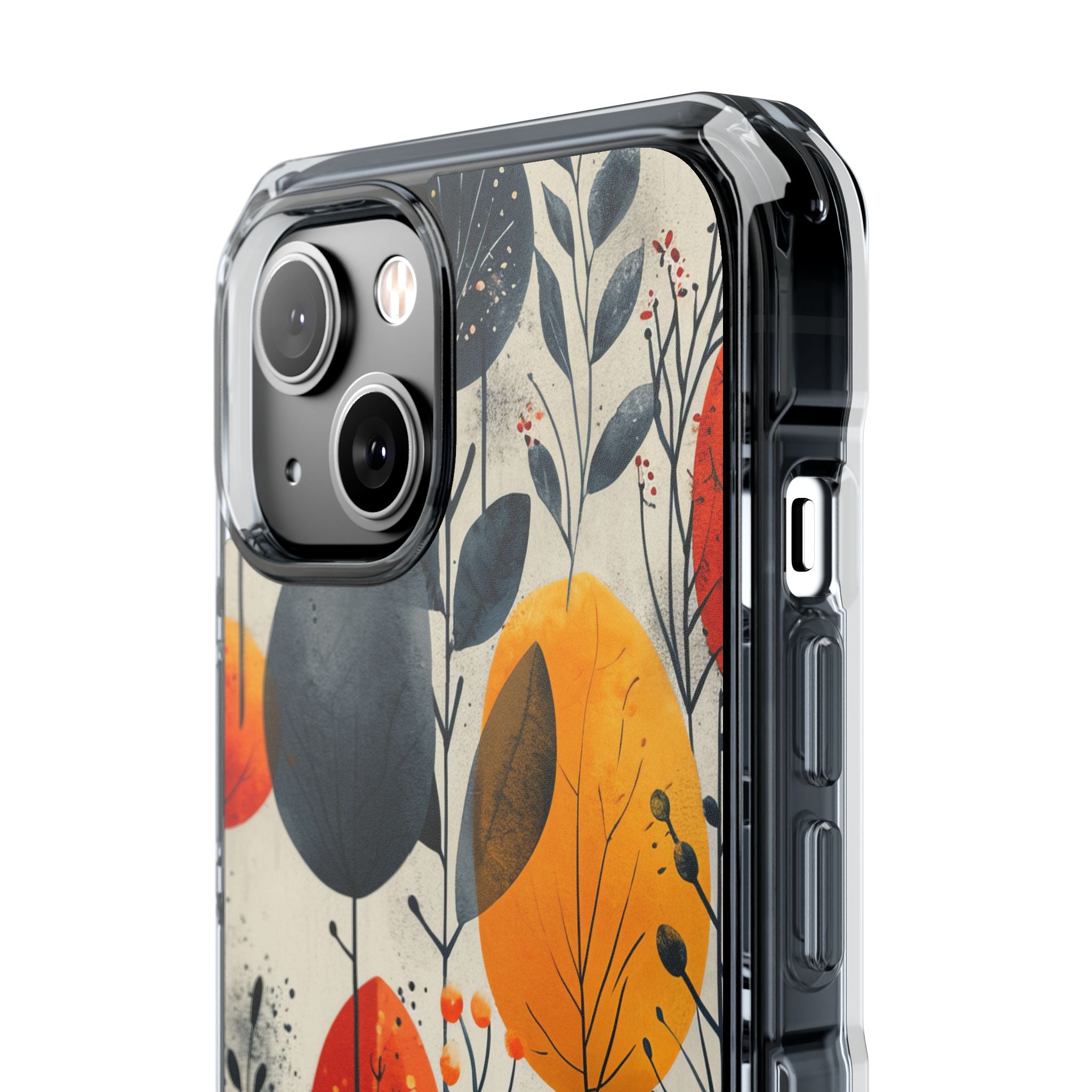 Modern Autumn Leaf Pattern - Clear Impact iPhone 14 Phone Case