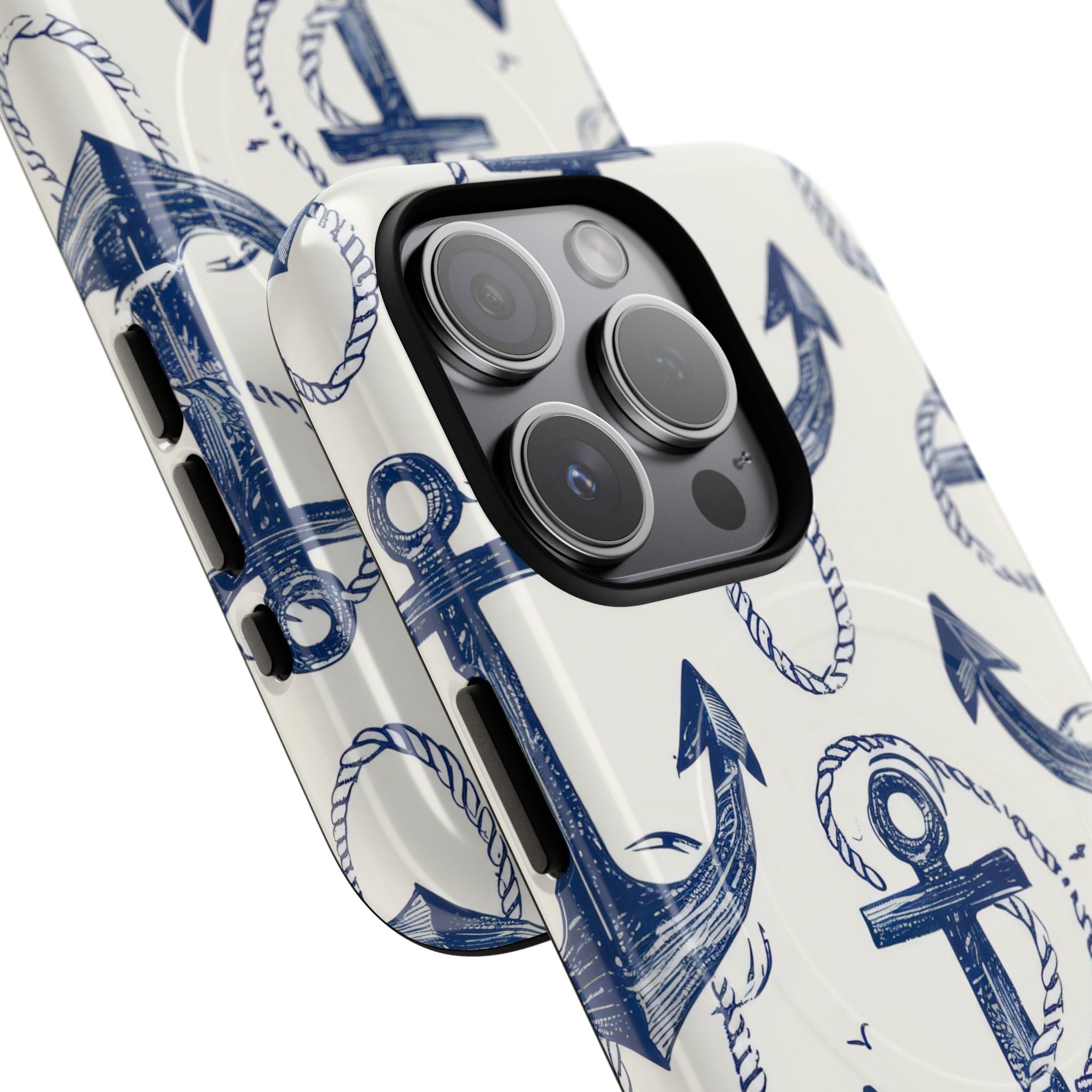 Navy Anchor Loop iPhone 15 Pro Case - Tough+