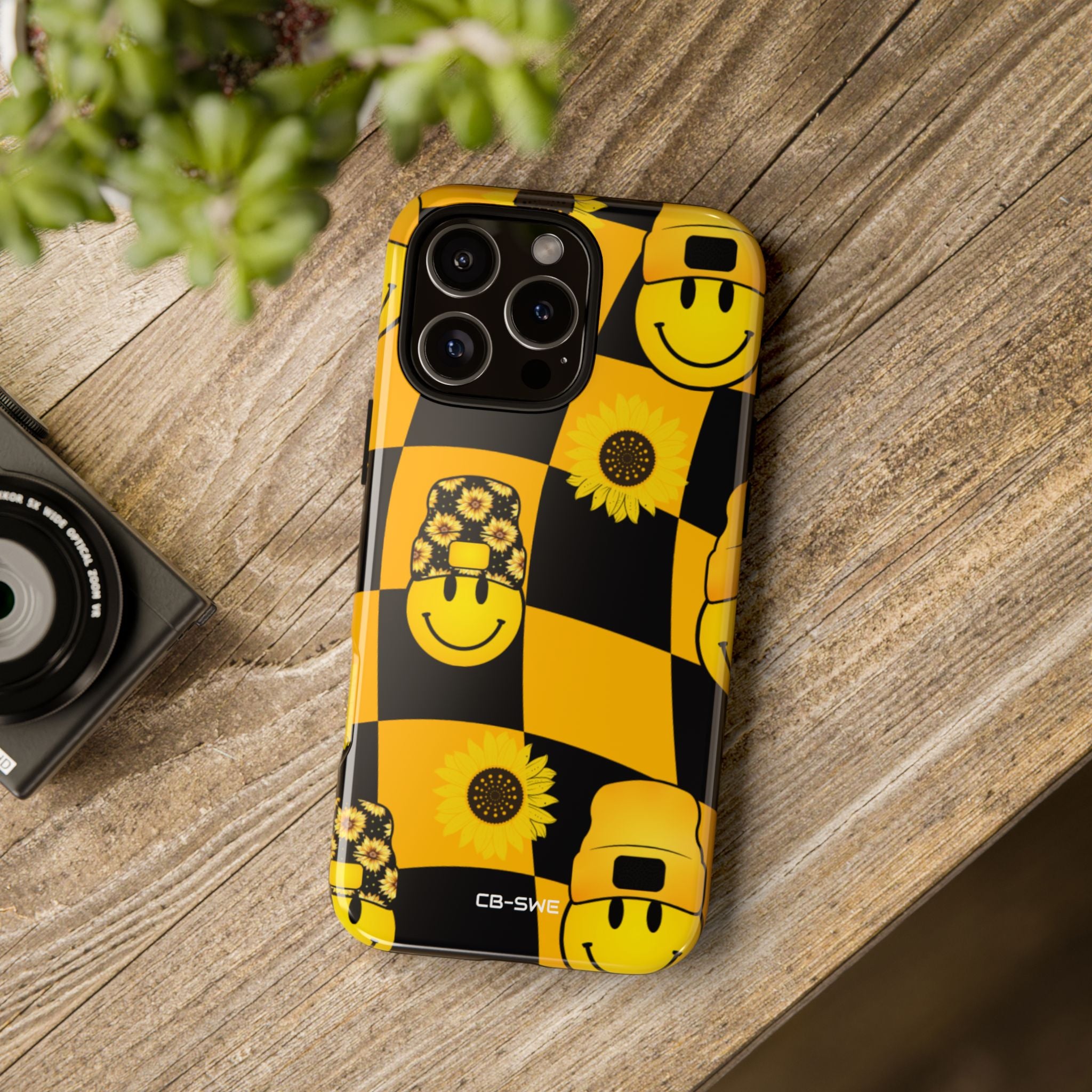 Joyful Checkered Smiles - iPhone Case
