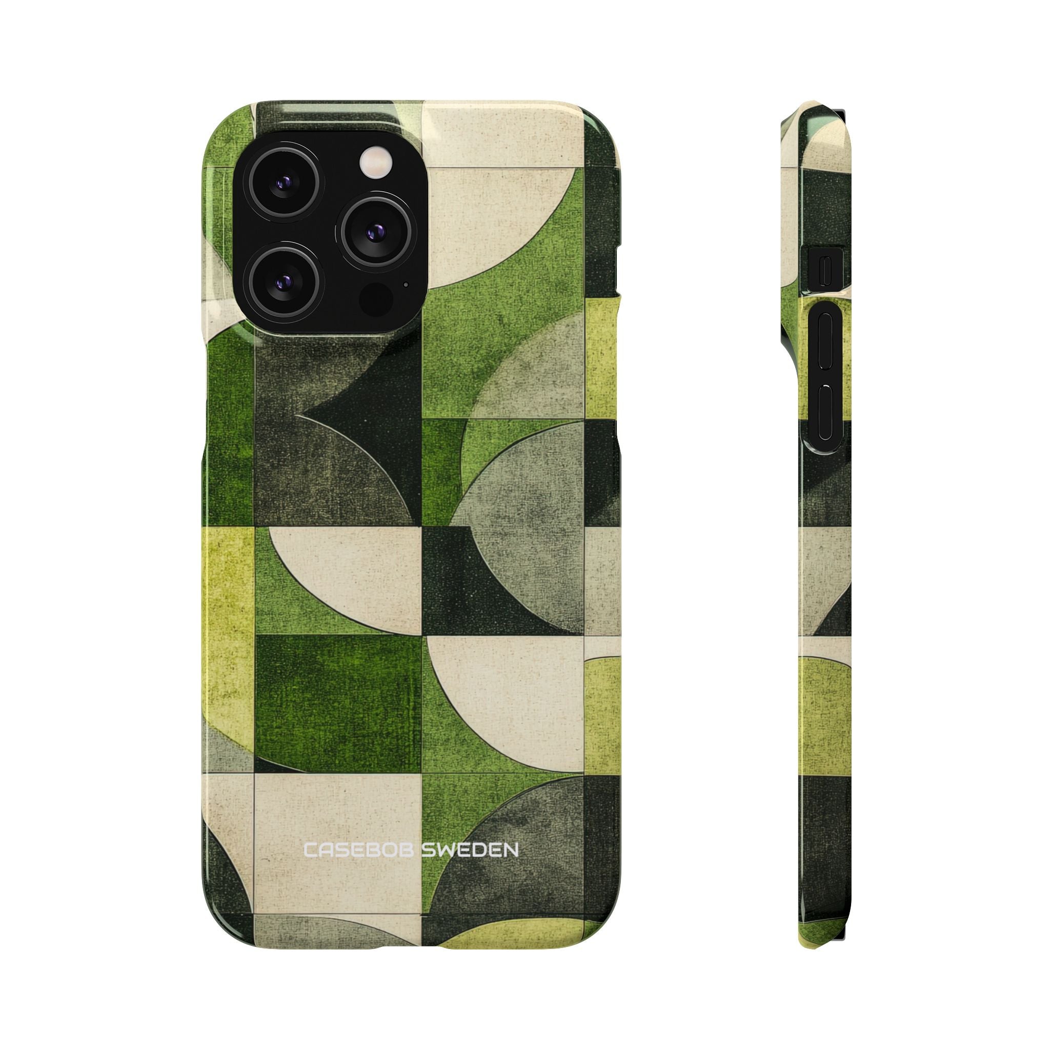 Green Geometric Harmony - Slim iPhone 14 Phone Case