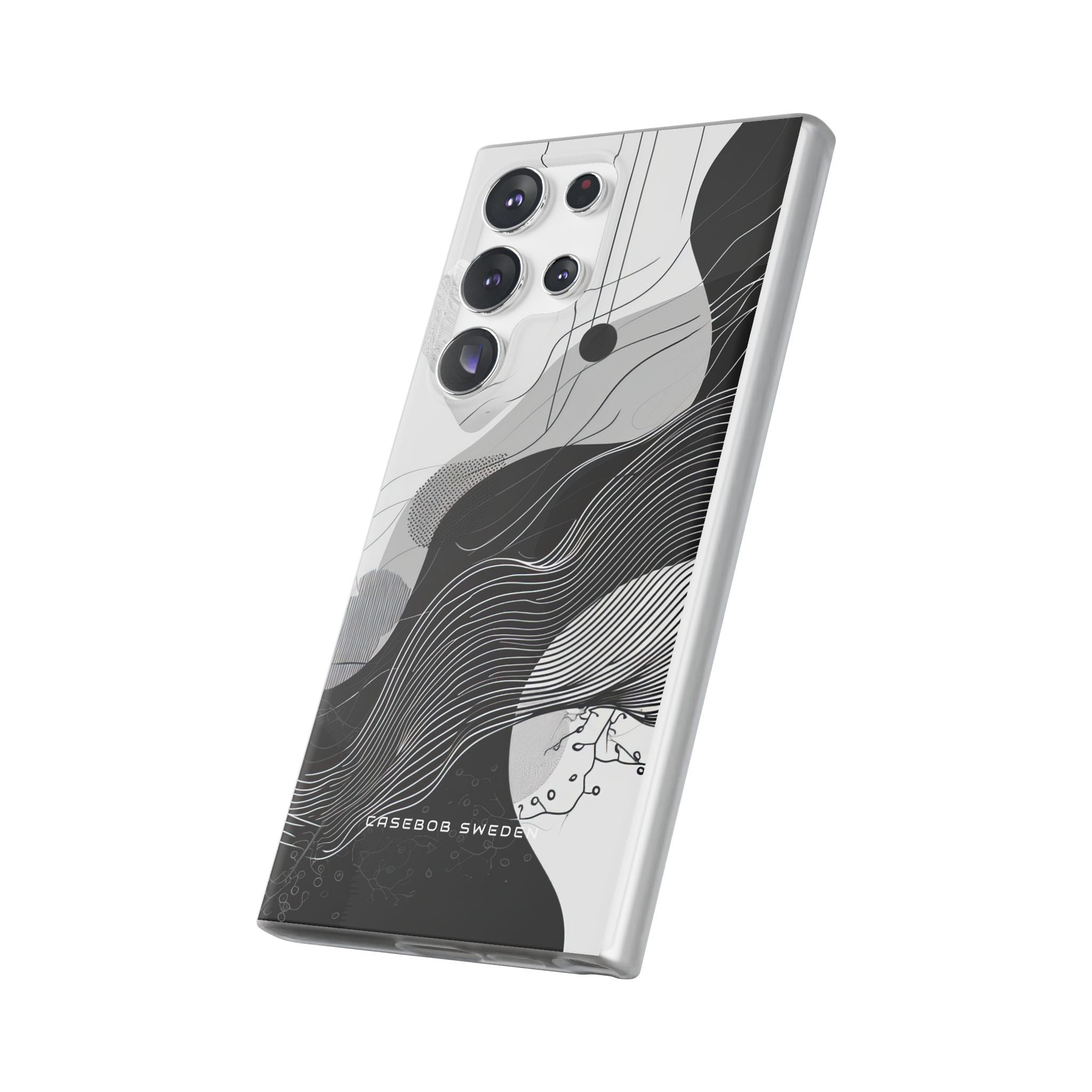 Fluid Rhythms: Monochrome Line Flow Samsung S23 - Flexi Phone Case