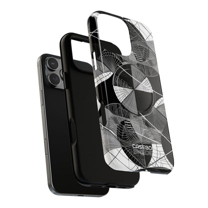 Monochrome Circle Maze iPhone 16 - Tough+