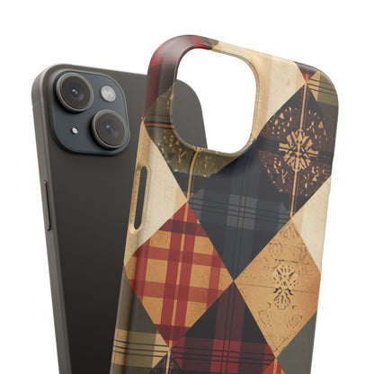 Rustic Geometric Patchwork Harmony iPhone 15 - Slim Phone Case