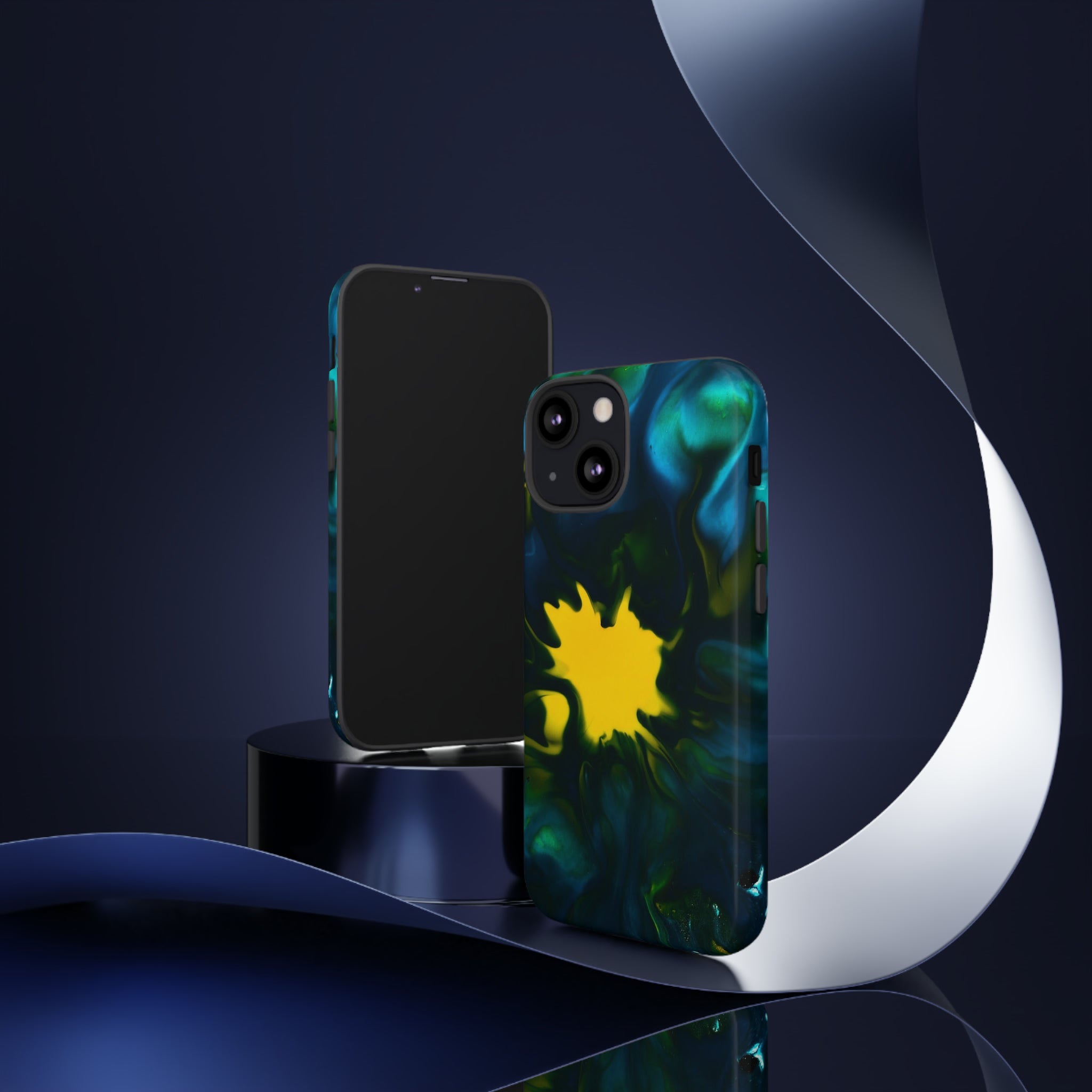 Yellow Spot Ink Art - Protective Phone Case