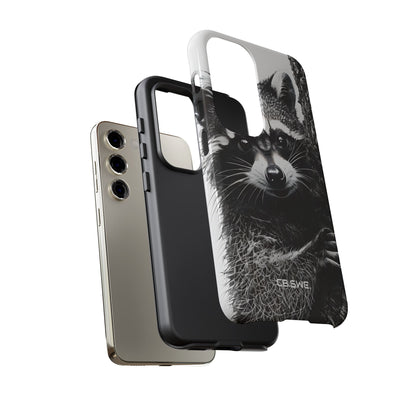 Intricate Black White Raccoon Illustration Phone Samsung S23 - Tough