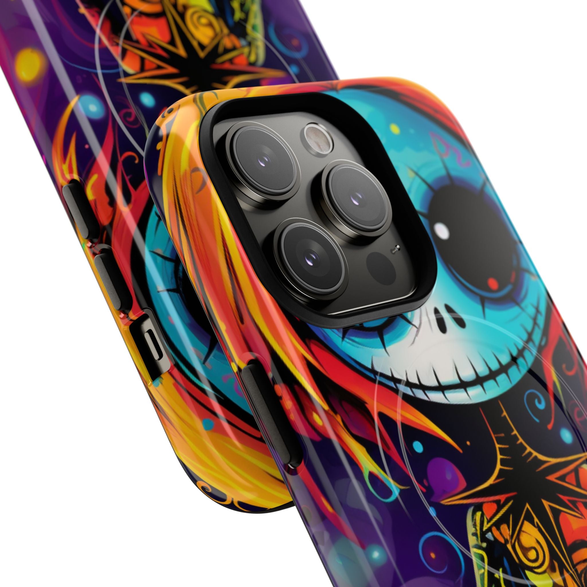 Blue Skull Swirl iPhone 14 Pro Case - Tough+