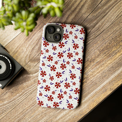 Red Flower Pattern - Protective Phone Case