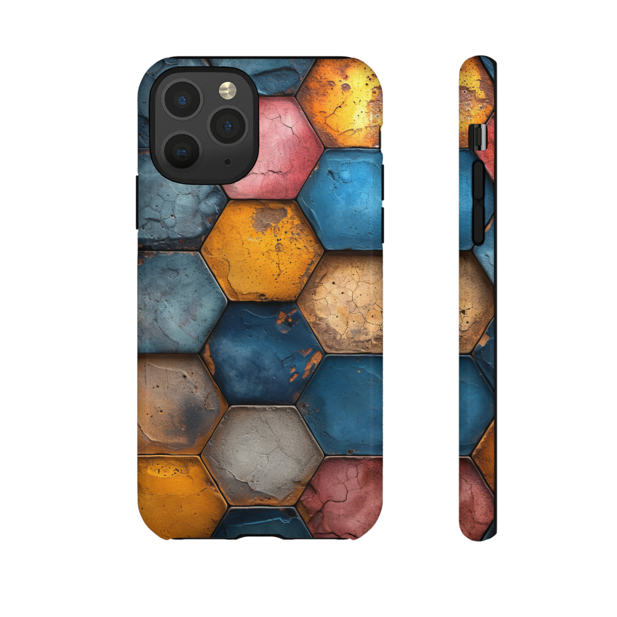 Pastel Honeycomb Bliss: Yellow & Blue - Protective Phone Case