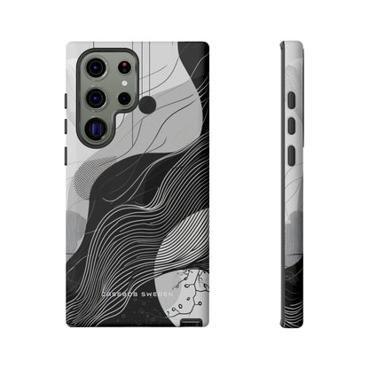 Fluid Rhythms: Monochrome Line Flow Samsung S23 - Tough Phone Case