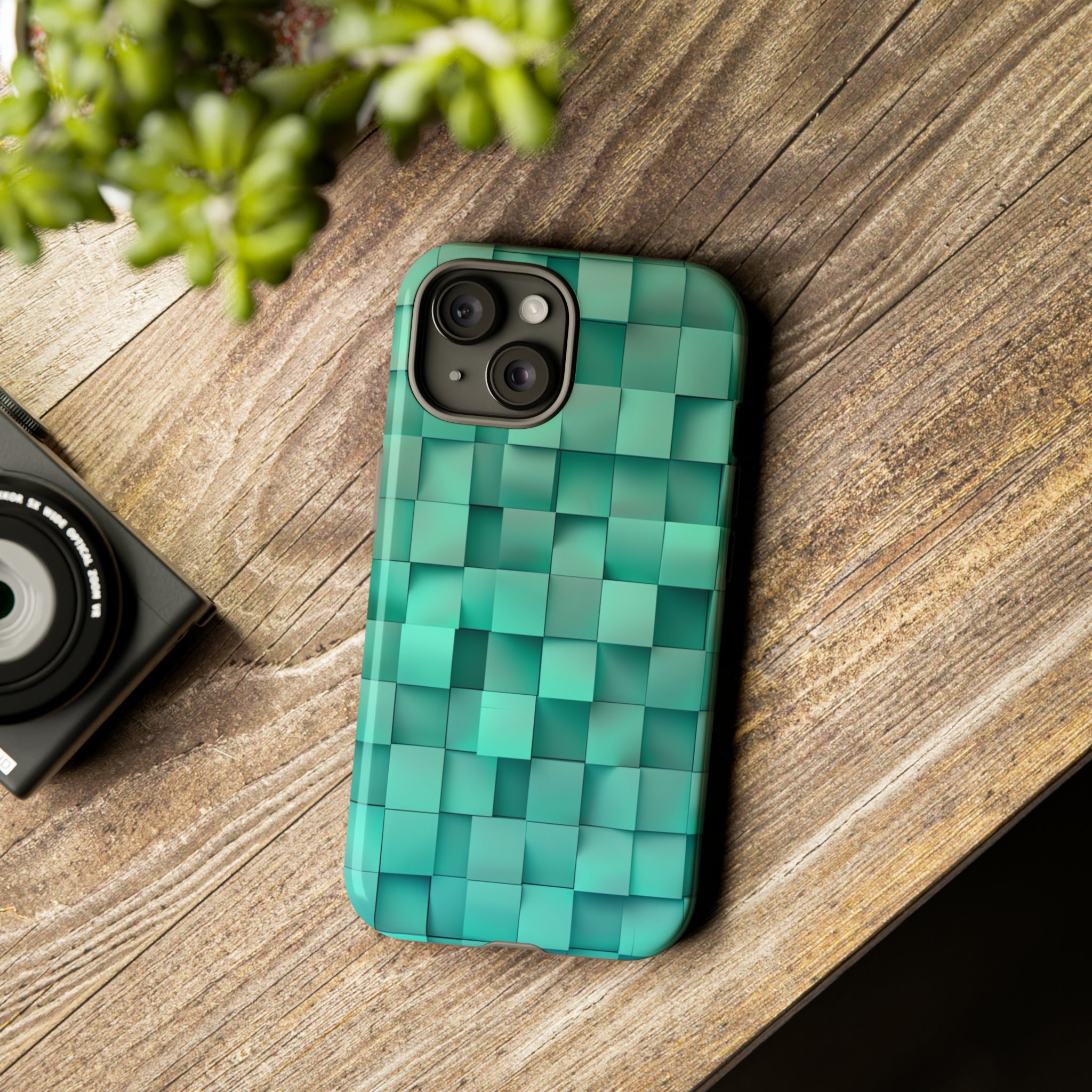 Teal Tranquility: Square Gradient - Protective Phone Case