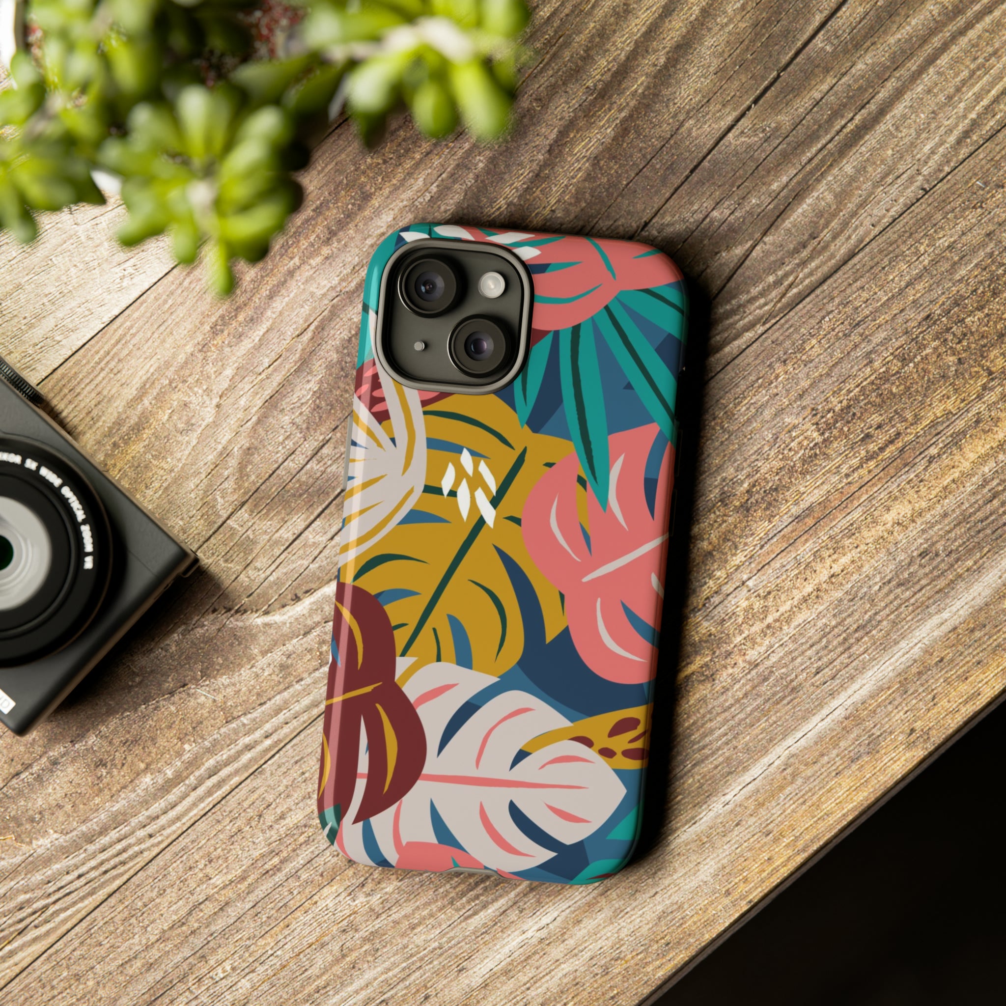 Tropical Leaf Mono - Protective Phone Case