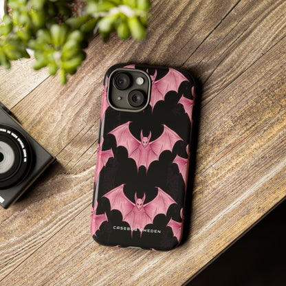 Gothic Pink Bats Aflame iPhone 15 - Tough Phone Case