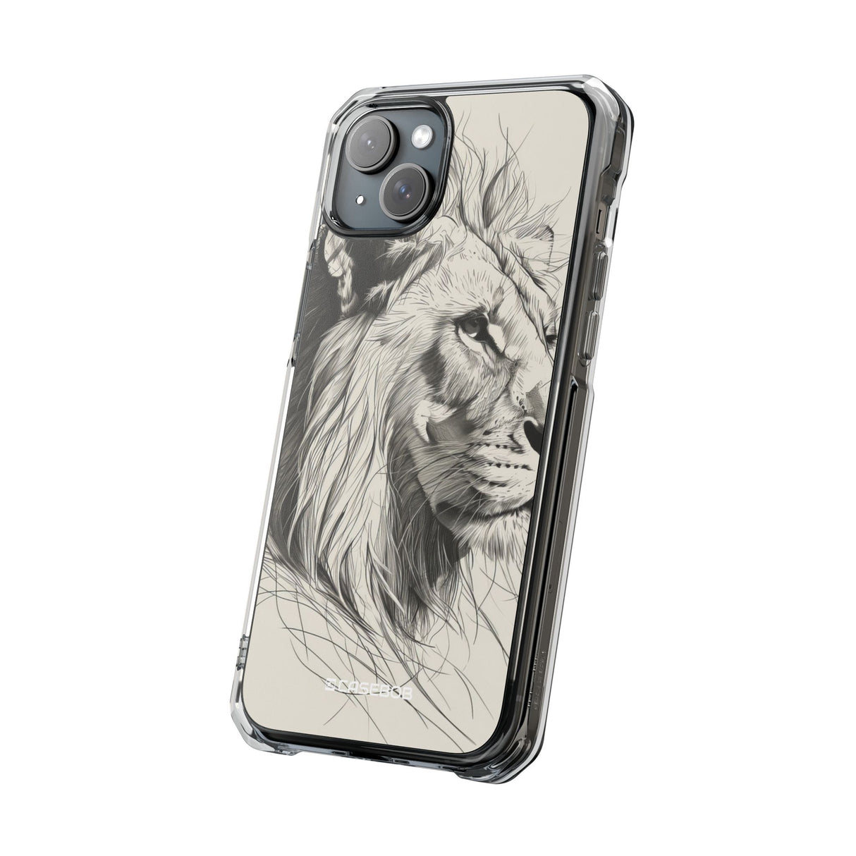 Majestic Linework Lion - Phone Case for iPhone (Clear Impact - Magnetic)