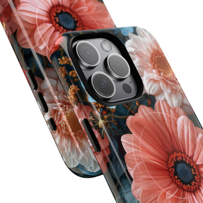 Coral Teal Blooms - Tough + MagSafe® iPhone 15 Phone Case