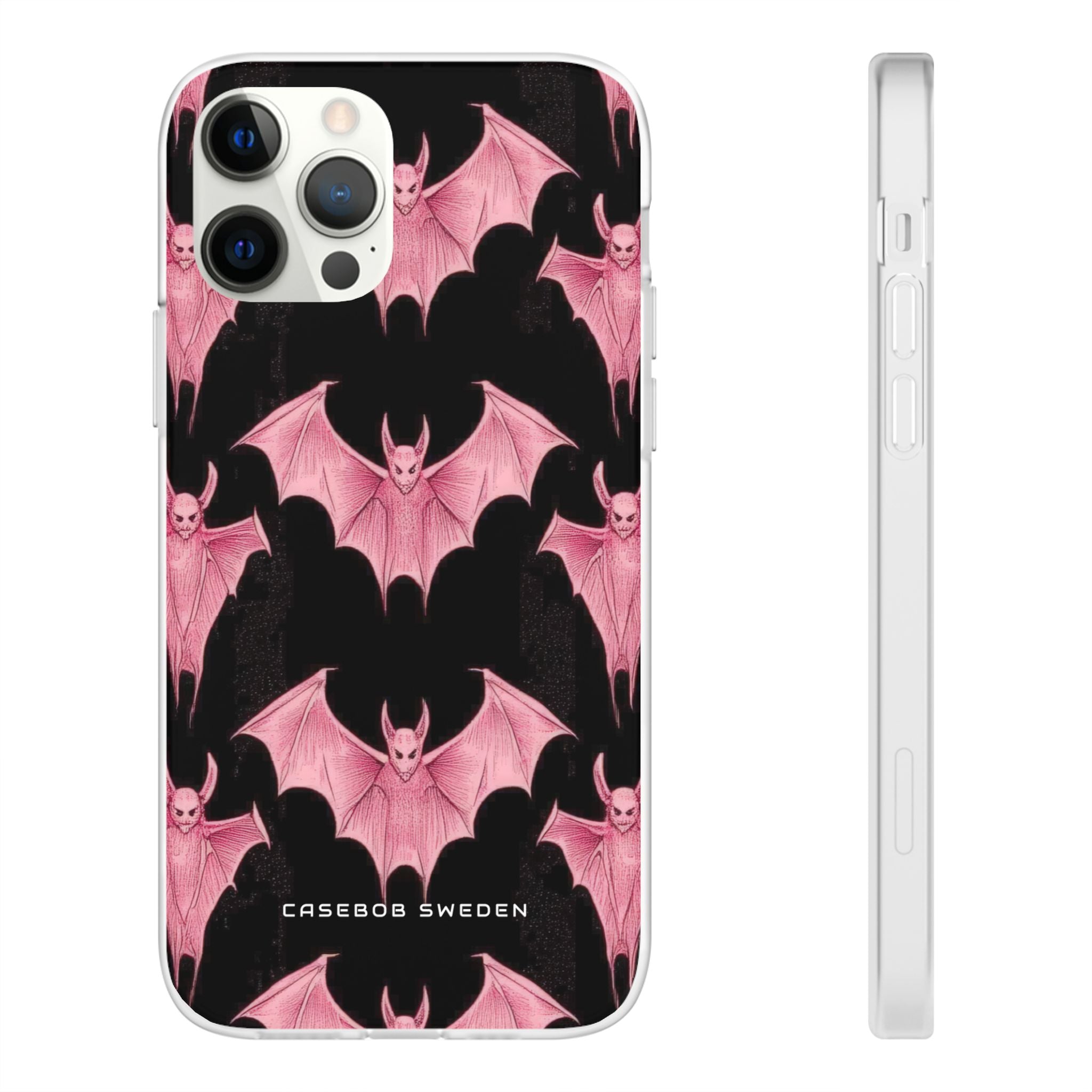 Gothic Pink Bats Aflame iPhone 12 - Flexi Phone Case