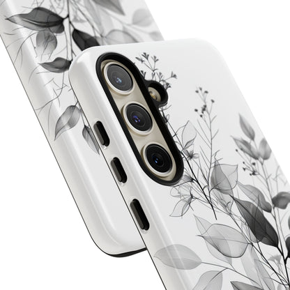 Veined Leaves Gray Samsung S24 Plus Case - Tough