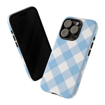 Soft Blue Gingham Elegance - iPhone Case