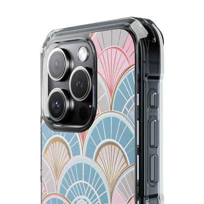 Art Deco Pastel Fan Pattern - Clear Impact iPhone 15 Phone Case