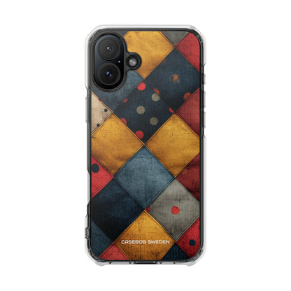 Blue Red Patchwork - Clear Impact iPhone 16 Phone Case