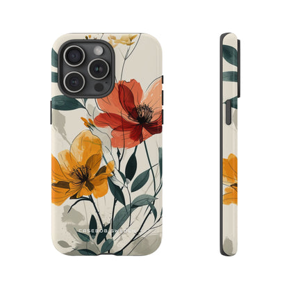 Elegant Floral Harmony iPhone 15 - Tough Phone Case