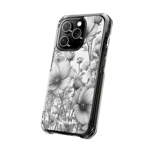 Monochrome Flora - Phone Case for iPhone (Clear Impact - Magnetic)