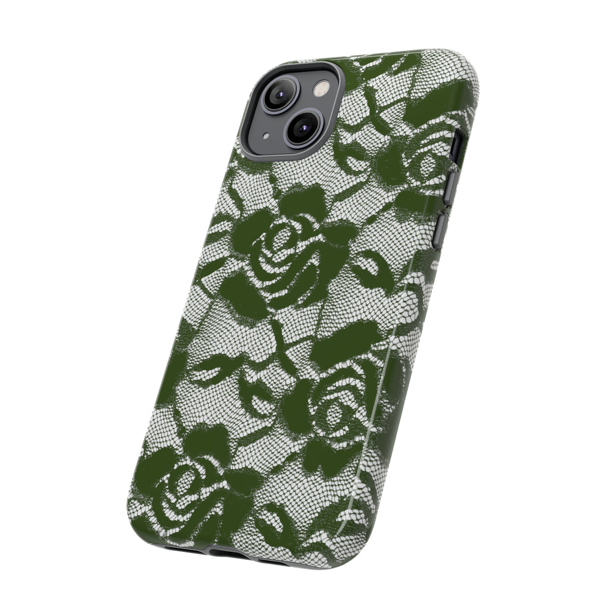 Green Lace Gothic Flower - Protective Phone Case