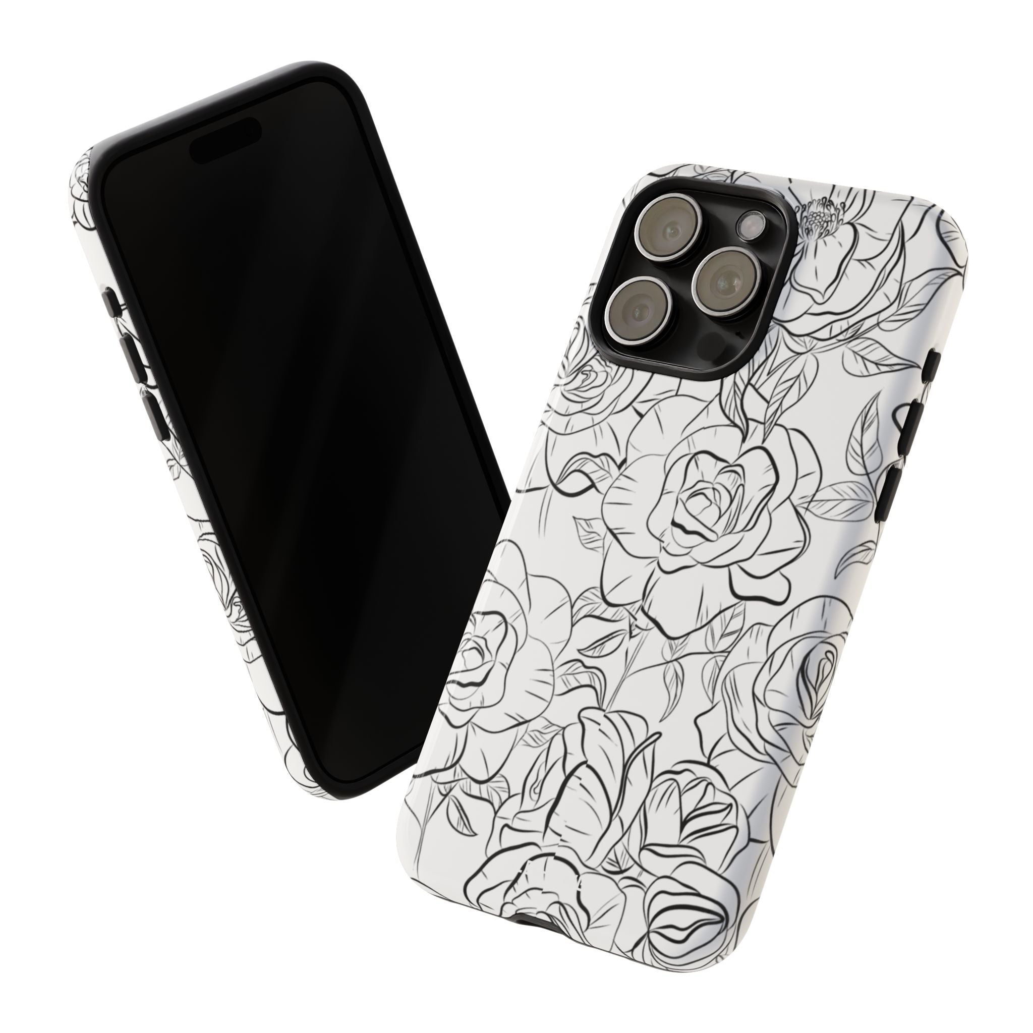 Intricate Rose Sketches - iPhone Case