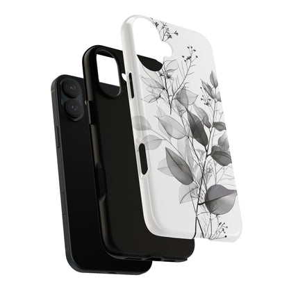 Veined Leaves Gray iPhone 16 Plus Case - Tough+