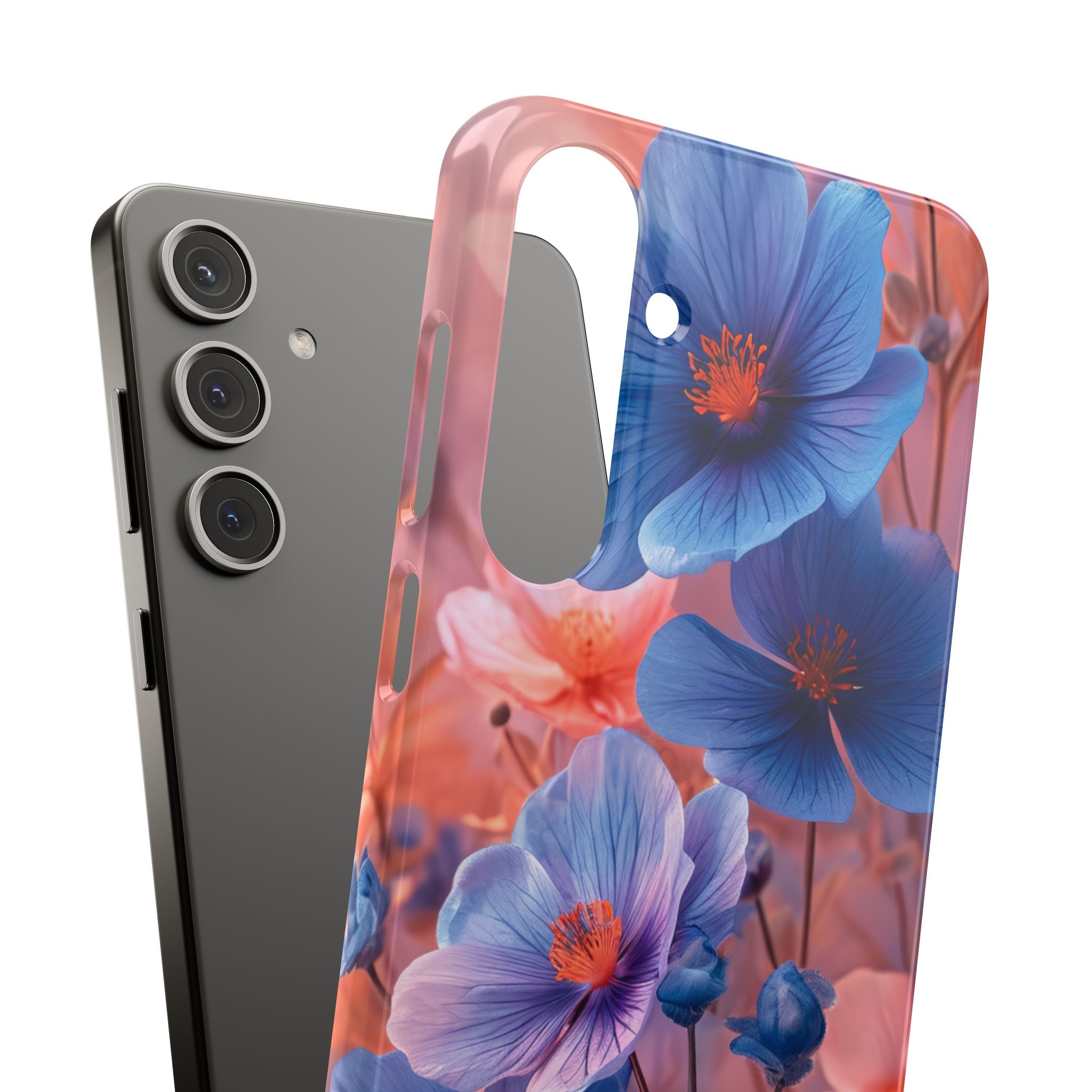 Blue Peach Blossoms - Slim Samsung S24 Phone Case