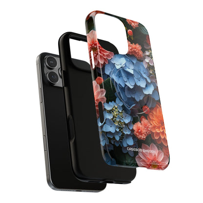 Blue Floral Bliss - Tough + MagSafe® iPhone 16 Phone Case