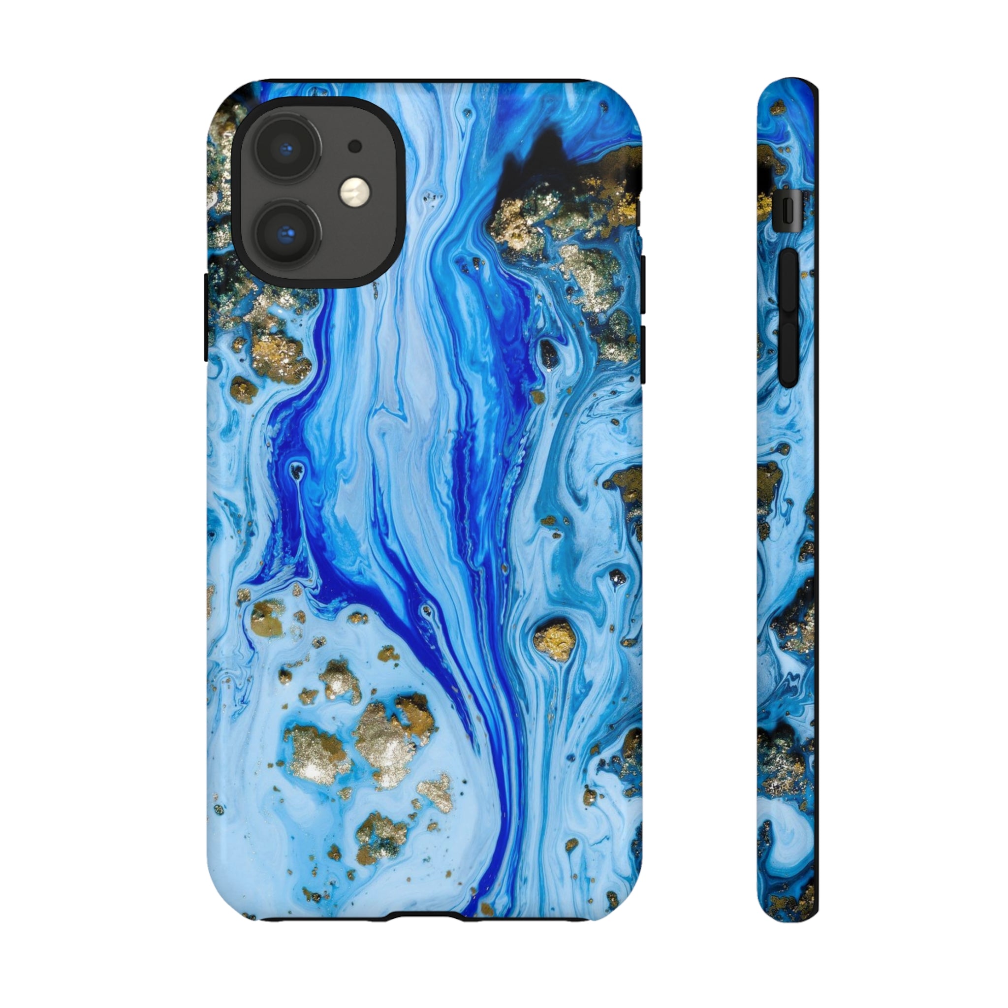 Blue Ice Ink Art iPhone Case (Protective) iPhone 11 Glossy Phone Case