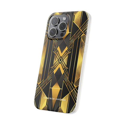 Golden Geometric Elegance iPhone 15 - Flexi Phone Case