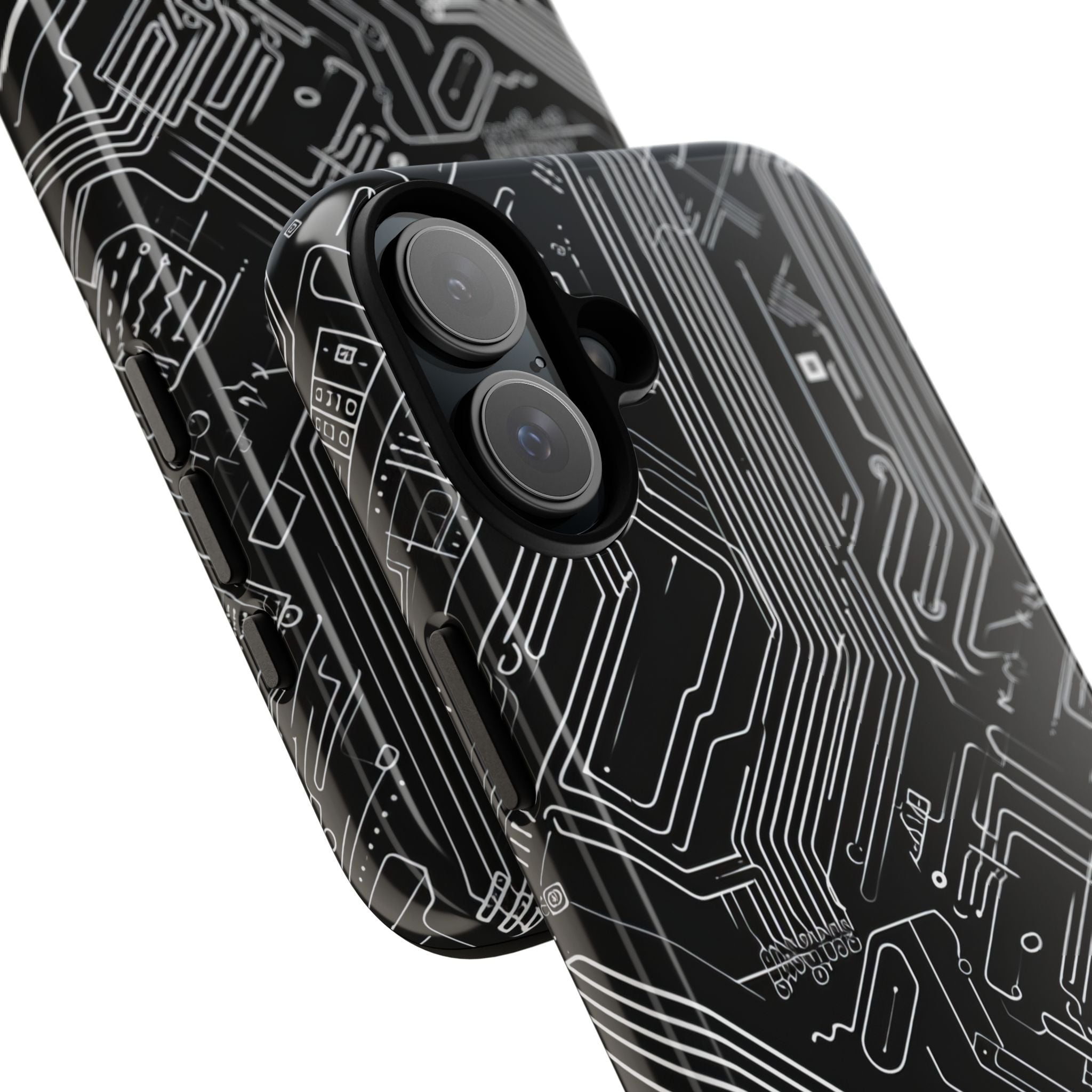 Circuitry Dreams: Abstract Black Design - for iPhone 16