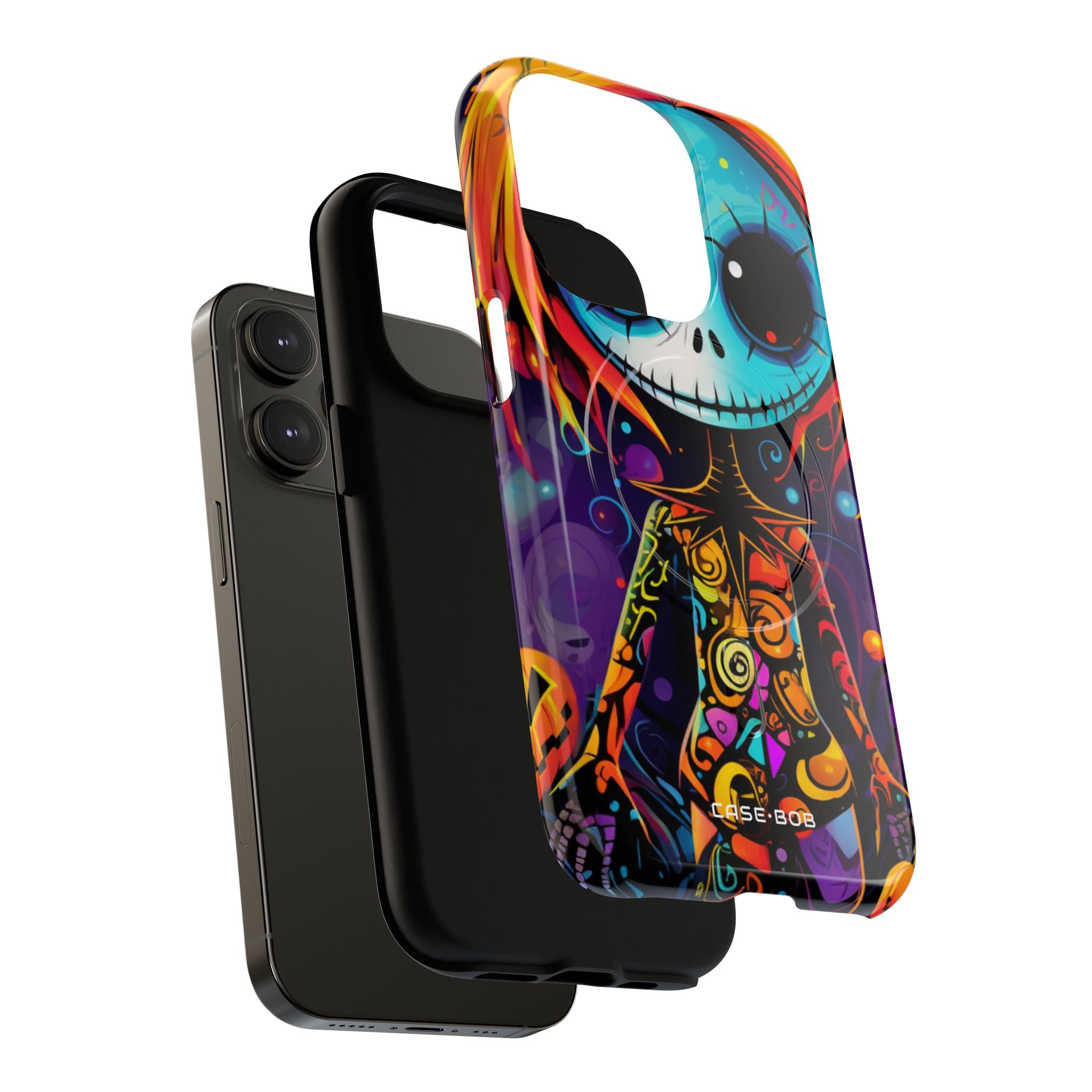 Blue Skull Swirl iPhone 14 Pro Case - Tough+