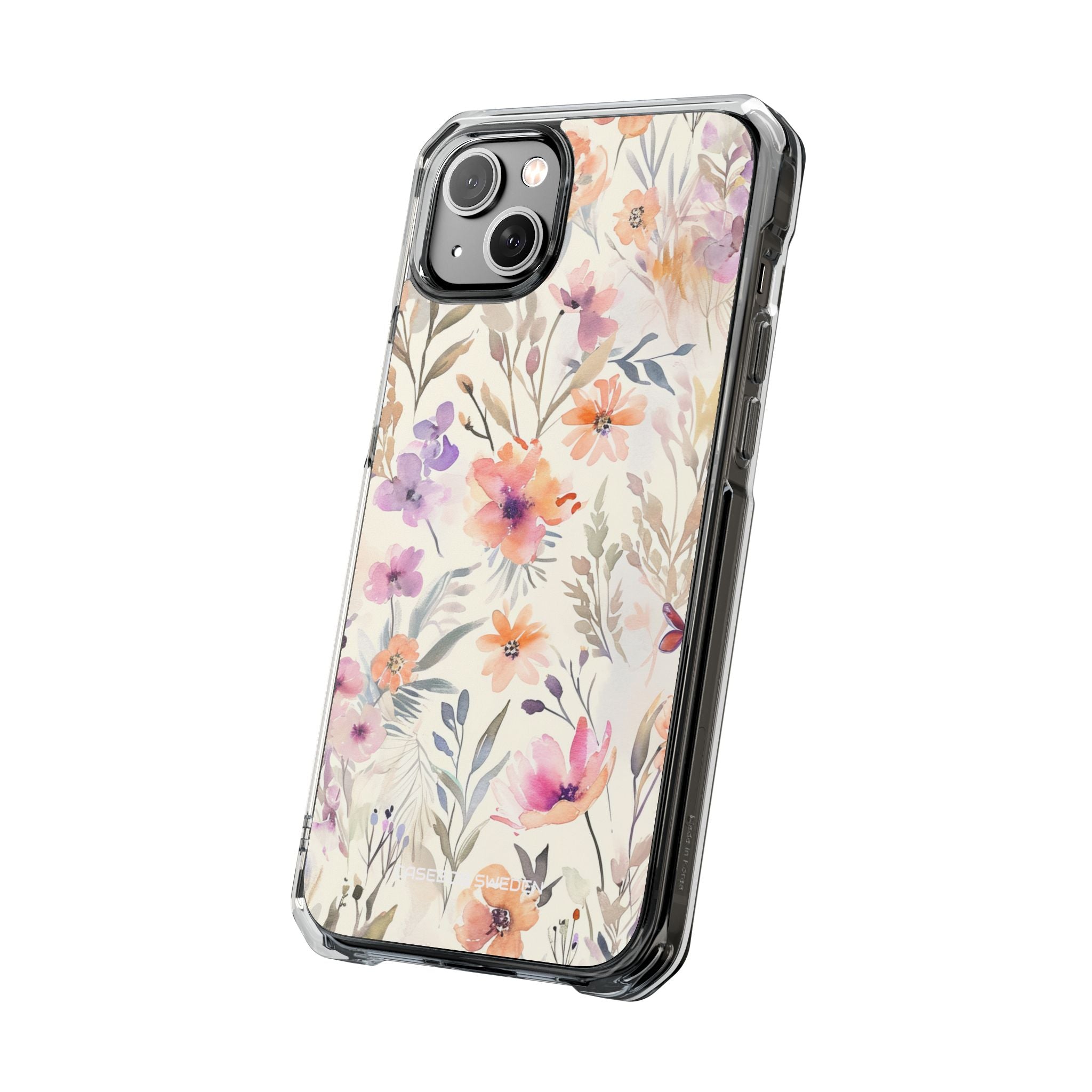 Soft Pink Floral Watercolor Design - Clear Impact iPhone 14 Phone Case