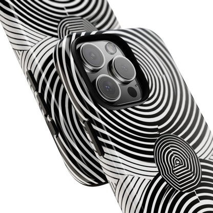 Monochrome Spiral Motion iPhone 16 - Resistente
