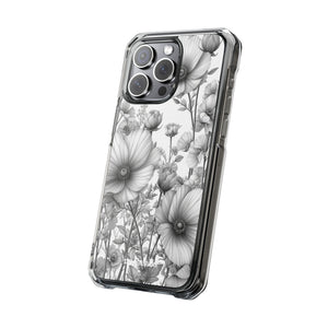 Monochrome Flora – Handyhülle für iPhone (Clear Impact – Magnetisch)