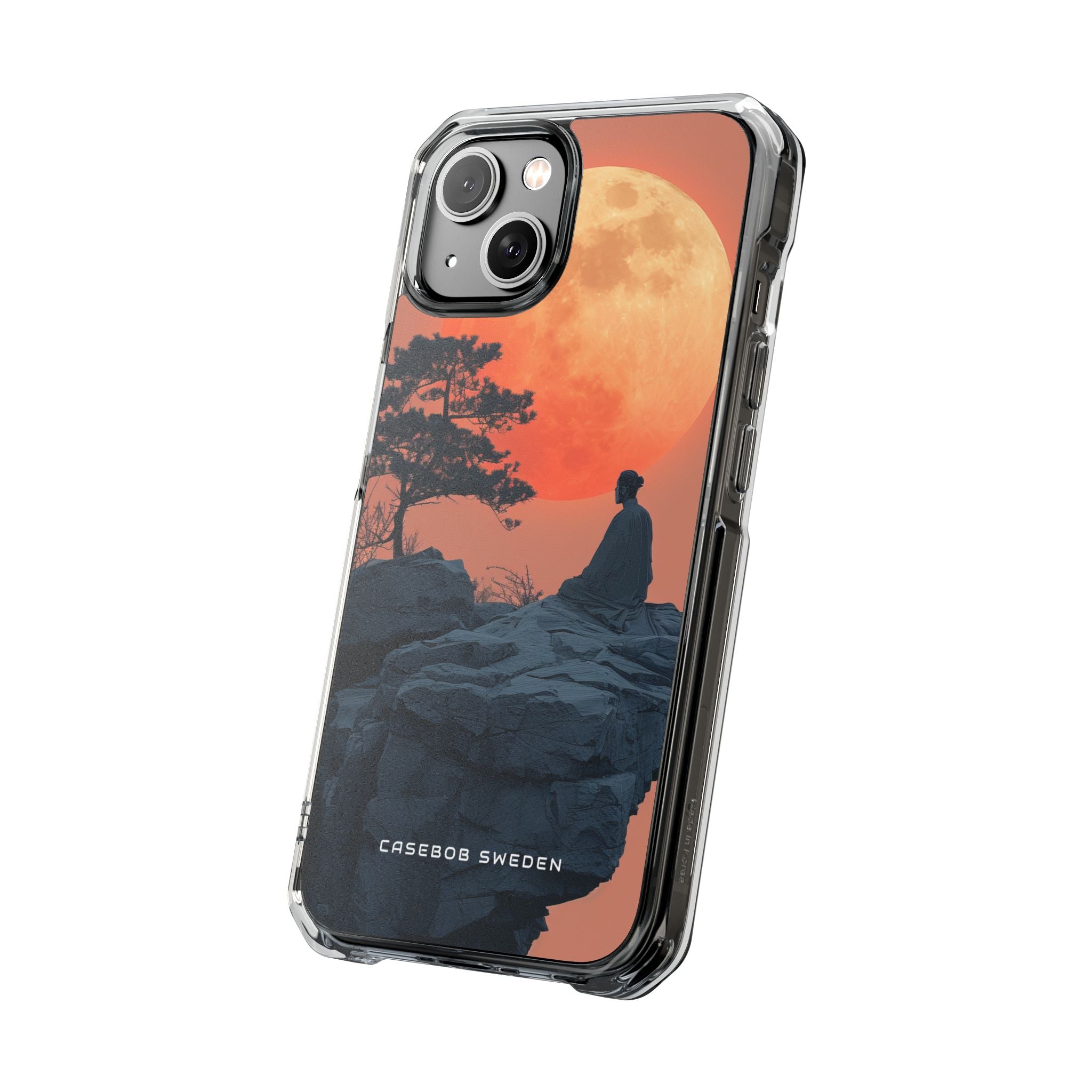 Zen Tranquility Under a Red Moon iPhone 14 - Clear Impact Phone Case