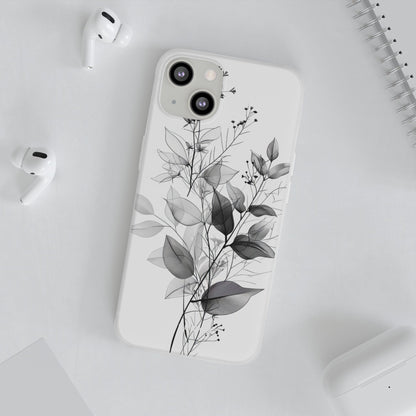 Veined Leaves Gray iPhone 13 - Soft