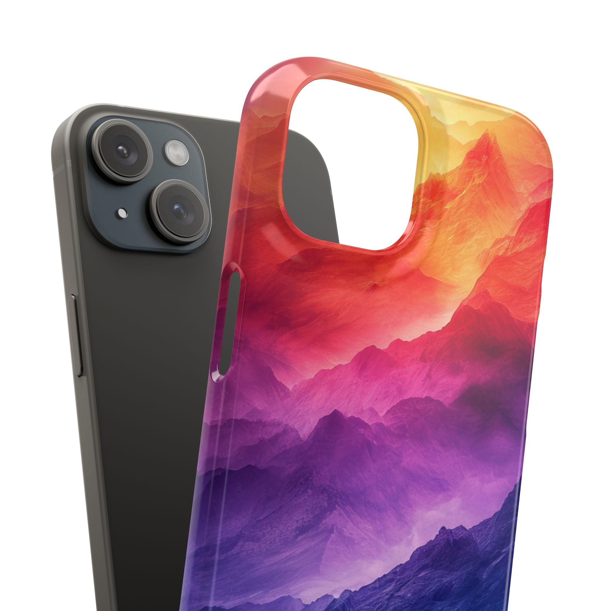 Purple Orange Mountains - Slim iPhone 15 Phone Case