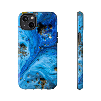 Blue Ice Melt Ink Art iPhone Case (Protective) iPhone 14 Plus Glossy Phone Case