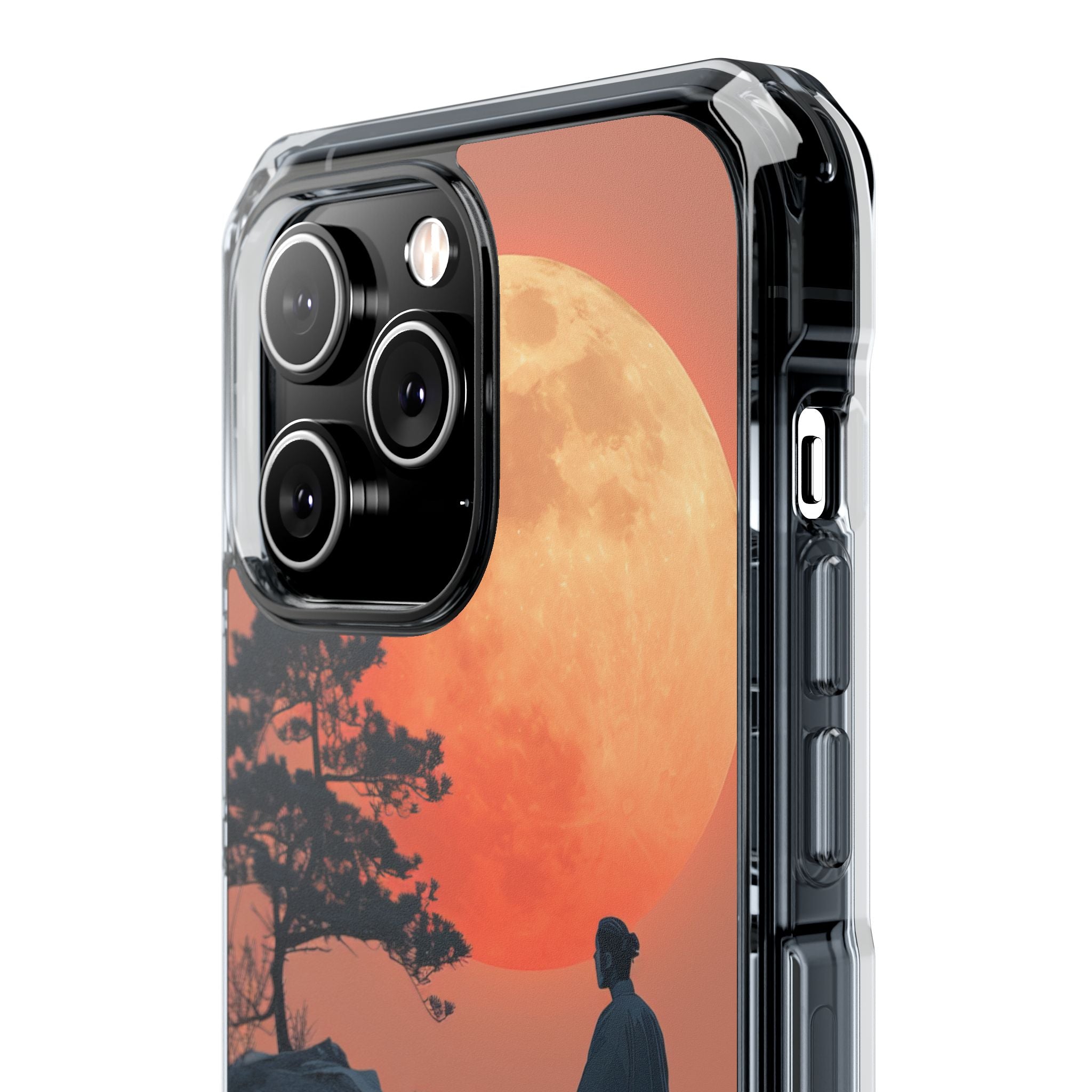 Zen Tranquility Under a Red Moon iPhone 14 - Clear Impact Phone Case