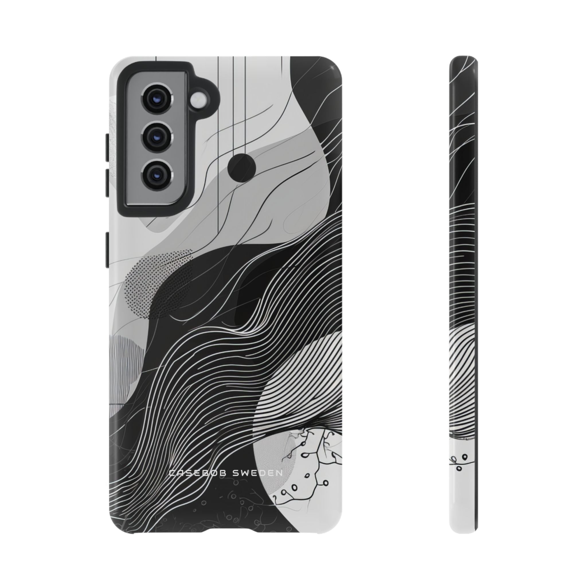 Fluid Rhythms: Monochrome Line Flow  Samsung S21 - Tough Phone Case